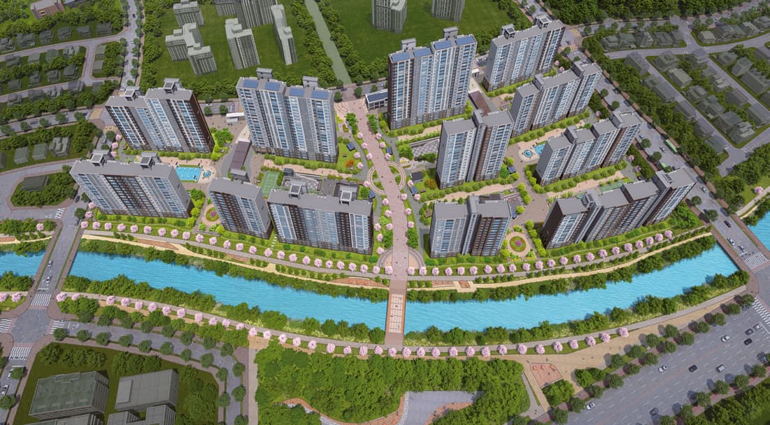 전 세대 맞통풍 · 수변공원(예정) 접근 특화설계